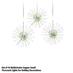 Ensemble de 10 petites lumières multicolores en cuivre pour décorations de fêtes - Product Image 1
