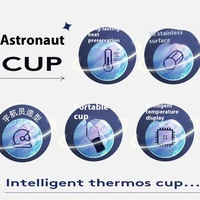 Astronaute Design Tasse isolée en acier inoxydable pour enfants Affichage intelligent de la température Bouteille d'eau thermos avec paille pour enfants avec manchon