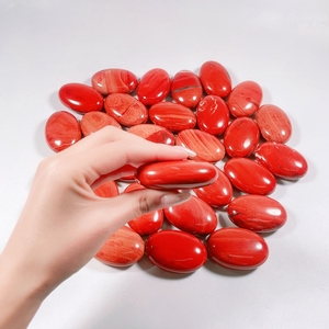 Pierre de massage ovale naturelle Huiying 20 mm <span class=keywords><strong>en</strong></span> jaspe rouge, pierre précieuse <span class=keywords><strong>en</strong></span> cristal, pierre de palmier énergétique <span class=keywords><strong>en</strong></span> pierre savonneuse - Product Image 4