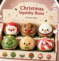 Lot de jouets anti-stress en forme de dessins animés mignons, boîte surprise de Noël, jouets à presser, pendentifs