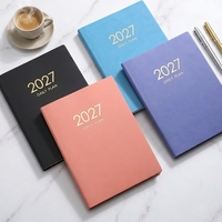 Agenda 2027 en cuir vegan, planificateur quotidien et horaire, agenda anglais, carnet A4, agenda personnalisable pour 2027