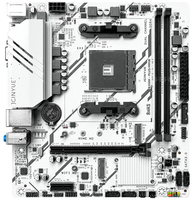 JGINYUE B350M-PLUS/ARGB M-ATX Motherboard Supports for Ryzen 2000-5000 Series CPU EXPO DDR4 RAM SATA Hard Drive for Desktop