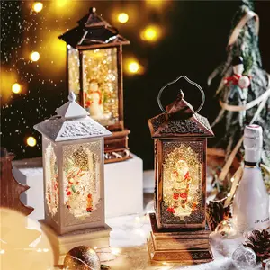 Vendita calda Di Natale di Cristallo Globo di Neve di Musica di Illuminazione Lampada Lanterna di Filatura Acqua Glitter Globo Stagionale Decorazioni Da Tavola