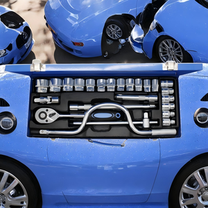 24-Piece Auto Car sửa chữa tay công cụ thiết lập kết hợp wrenches Ratchet xử lý ổ cắm Kìm công cụ trường hợp lưu trữ Carbon thép tự làm - Product Image 4