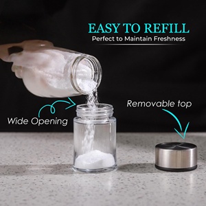 Stainless Steel Lid Glass Bottle Shaped Salt Shaker Modern <b>Spices</b> Stainless Steel Salt and Pepper Shaker with Glass <b>Jar</b> - Product Image 2