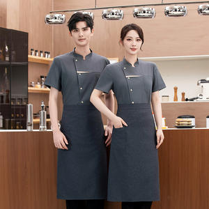 เสื้อโค้ทแขนสั้นถักทำจากผ้าฝ้าย/โพลีเอสเตอร์สำหรับทุกเพศพร้อมโลโก้เชฟแจ็คเก็ตสำหรับร้านอาหารและบาร์ - Product Image 5