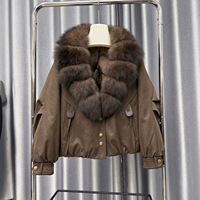 Veste d'hiver pour femme à col rabattu, manches longues, ornée de boutons métalliques, courte, épaisse, chaude, tendance, polyvalente et décontractée