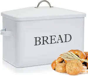 Scatola per il pane in metallo con coperchio per cestino per il pane in metallo da appoggio della cucina