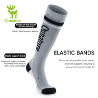 Qunature Chaussettes de ski d'hiver pour enfants Chaussettes de patinage thermique chaudes avec motif de lettre Design tricoté
