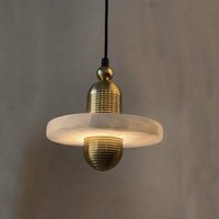 Lampe suspendue nordique mini en marbre avec abat-jour doré LED, angle de faisceau de 360°, luminaire suspendu au plafond pour salon