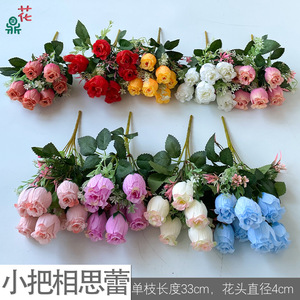 ช่อเล็กๆ ของดอกกุหลาบผ้าไหม 5 ก้าน 10 หัว สำหรับตกแต่งบ้าน สไตล์โมเดิร์น ทำด้วยมือ เป็นมิตรกับสิ่งแวดล้อม - Product Image 4