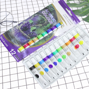 Buena calidad 12 colores pigmento acrílico <span class=keywords><strong>pintura</strong></span> de pared impermeable textil tubo de aluminio niños piedra Diy traje pintado - Product Image 2