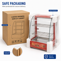 Vitrine chauffante électrique incurvée en acier inoxydable à 2 niveaux pour comptoir, idéale pour snacks, boulangeries et cafés