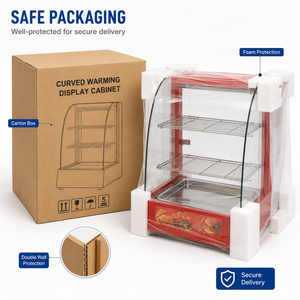 Vitrina Eléctrica Curva con Calefacción, Mostrador Calentador de Alimentos de Acero Inoxidable de 2 Niveles para Snacks, Panadería y Cafetería - Product Image 6