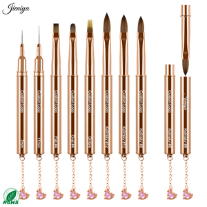Pinceau acrylique Kolinsky durable multifonctionnel avec manche en métal doré et pendentif poney pour la conception et le détail des ongles - Product Image 1