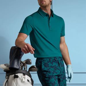 ओम पुरुषों के टर्न-डाउन कॉलर शॉर्ट आस्तीन पोलो शर्ट हाई-एंड फास्ट-ड्राई एंटीबैक्टीरियल सूरज सुरक्षा ठोस रंग गोल्फ परिधान - Product Image 1