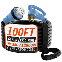 Câble d'extension robuste ETL homologué 40A/50A 100FT Nema 14-50P vers SS2-50R en fil SJTW pour l'électronique grand public, les applications marines et les camping-cars