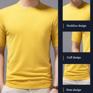 Maglia a o-collo traspirante in Cashmere a maniche corte Tee tinta unita maglioni in maglia top da <span class=keywords><strong>uomo</strong></span> Superfine maglietta <span class=keywords><strong>di</strong></span> <span class=keywords><strong>lana</strong></span> per <span class=keywords><strong>uomo</strong></span> - Product Image 5