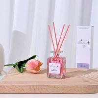 Diffuseur de Parfum d'Intérieur 50ML sans Feu avec Bâtonnets en Fleurs Séchées, Désodorisant à Roseaux Parfumés