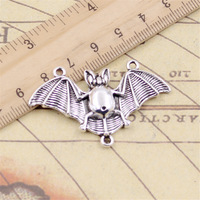 Breloques Connecteurs Chauve-souris Vampire Dracula 29x47mm, Couleur Argent Tibétain, Pendentifs pour Fabrication de Bijoux Antiques, Artisanat DIY Fait Main
