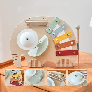 Xylophone en bois multifonctionnel en forme d'éléphant, instrument de musique avec maillet, touches multicolores et cloche, idéal pour l'éducation - Vente en gros à chaud - Product Image 4