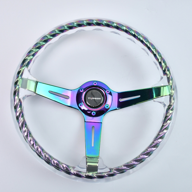 TIYPEOR Heavy Metal Universal Hitman Steering Wheel Metal Twist Steering Wheel Clear JDM Modified Racing Car Steering Wheel