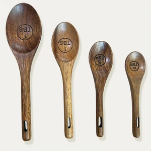 4-Piece Acacia Beech Wood Measuring Scoops <strong>Set</strong> for Home Kitchen Cooking Baking <strong>Spice</strong> Coffee Tea Utensils - Product Image 4