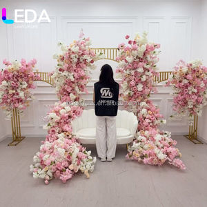 Panel de Flores Artificiales Rosa Intenso LEDA para Decoración de Bodas, Fondo de Pared, Accesorios, Flores de Seda Artificiales, Arreglo de Plantas Artificiales - Product Image 1