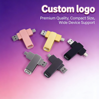 Memoria USB 2 en 1 con Carcasa Metálica Resistente y Logotipo Personalizado, Memoria USB-C Multicolor