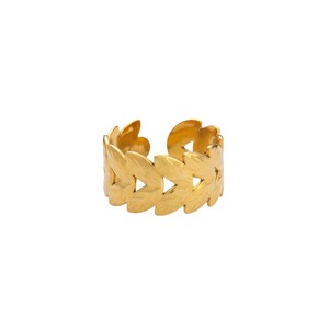 Hollow Stainless Steel <b>Ring</b> Leaf Pattern <b>Adjustable</b> Unisex Fashion Jewelry Party Accessory No Inlay - Product Image 5