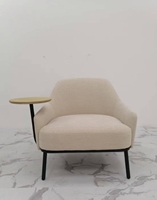 Fauteuil de lecture tout-en-un en acier avec table d'appoint - Chaise longue confortable pour hôtel, salon et salle de sport