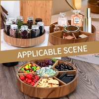 Forme Ronde 7 Compartiments Acacia Bonbons Snack Boîte De Rangement En Bois De Service Sensoriel Thé Plateau Plateau Ensemble De Noël Sur Le Thème