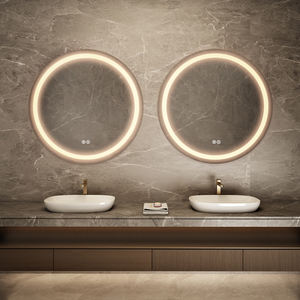 Modern Round <b>Frameless</b> LED <b>Bathroom</b> <b>Mirror</b> Inner Backlit Sandblasted Waterproof Anti-Fog Design - Product Image 1