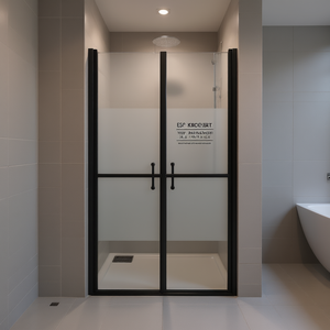 Puerta de Ducha ESG Semi Esmerilada de 38.6-39.8 X 74.8, Vidrio Templado Deslizante, Marco Negro, Diseño Minimalista - Product Image 2
