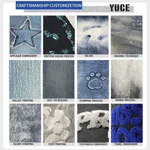 <span class=keywords><strong>Jeans</strong></span> Larghi da <span class=keywords><strong>Uomo</strong></span> YUCE in Denim Azzurro con Motivo Whisker sul Retro, Streetwear con Logo Personalizzato, Pantaloni Casual Utility - Product Image 4