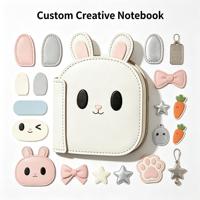Carnet en cuir PU personnalisé en forme de lapin de dessin animé, Journal à couverture animale mignonne, Carnet en cuir PU avec logo personnalisé OEM ODM