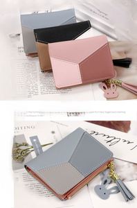 Trendy Lady's Compact <b>Zip</b> <b>Wallet</b> with Tassel Detail Color Block Design Perfect for Students and Daily Use - Product Image 4