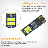 Bombilla LED T10 para Auto W5W Canbus 168 194 6000K 3030 10-SMD Blanca para Luz Interior de Auto, Luces de Estacionamiento, Sin Errores, 12V
