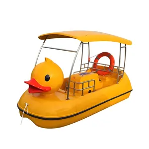 Çocuk favori aile su parkı ekipmanları sarı ördek fiberglas pedallı bot satılık