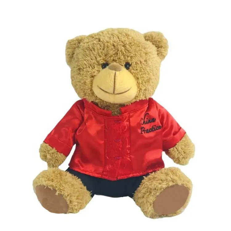Personal isierte benutzer definierte LOGO weiche Werbe geschenke Kinder Kuscheltier Plüsch Teddybär mit T-Shirt Großhandel