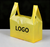 Sac de courses transparent de haute qualité avec soufflet latéral, poignée longue, en PE biodégradable, pour supermarché, avec message de remerciement