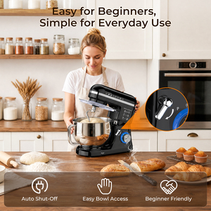 Batteur sur socle 5,3 L avec bol en acier inoxydable, 10 vitesses, 1300 W, design à tête inclinable, mélangeur alimentaire électrique à double récipient pour la maison - Product Image 3