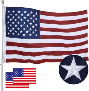 Drapeaux américains 3x5 pour l'extérieur USA US drapeau de luxe brodé étoiles Duty drapeaux durables couleur vive rayures cousues œillets en laiton
