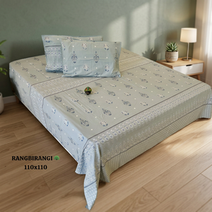 Indian Export Discharge Print Bedding Set 100% Organic Cotton 200TC Floral Pattern <b>King</b> <b>Size</b> for Home Hotel - Product Image 3