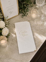 Menu de bar de mariage personnalisé en velours, menu de boissons pliable avec logo personnalisé, menu de cocktails de luxe, décoration de bar pour réception de mariage