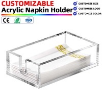 Support à serviettes en acrylique personnalisé, plateau porte-serviettes pour invités, support transparent plus épais pour serviettes jetables pour cuisine et salle à manger