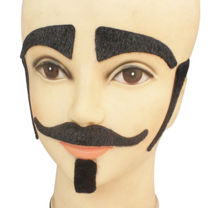 Accessoires de costume d'Halloween, ensemble de sourcils et moustache noirs réalistes, accessoire de maquillage unisexe pour fête - Product Image 1
