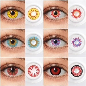 Pseyeche devil Halloween lentilles de contact jaune <span class=keywords><strong>sang</strong></span> plat cosplay lentilles feu d'artifice blanc fou lentilles de contact - Product Image 6