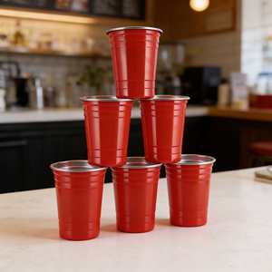 Gobelets empilables en acier inoxydable de haute qualité, 500 ml et 300 ml, à simple paroi, sans BPA, anti-fuite, pour le camping, le ping-pong et les cocktails - Product Image 1