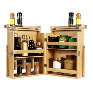 Estante de almacenamiento de condimentos de bambú para cocina, plegable, organizador de especias de 2 niveles para uso en encimera. - Product Image 4
